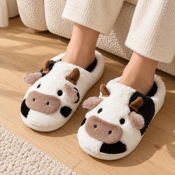 Cozy Cow Plush Slippers