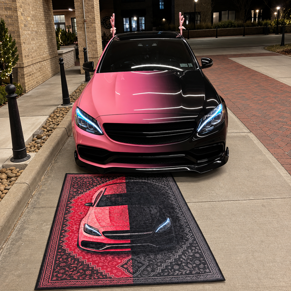 Mercedes C63 S AMG Car Rug – Retro Persian Style Floor Rug | Exclusive Automotive Design