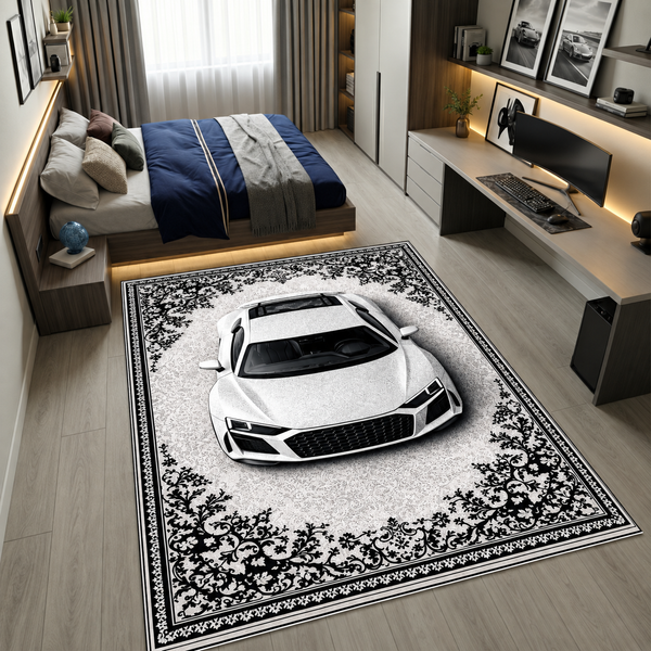 Audi R8 Car Rug – Retro Persian Style Floor Rug | Exclusive Automotive Design