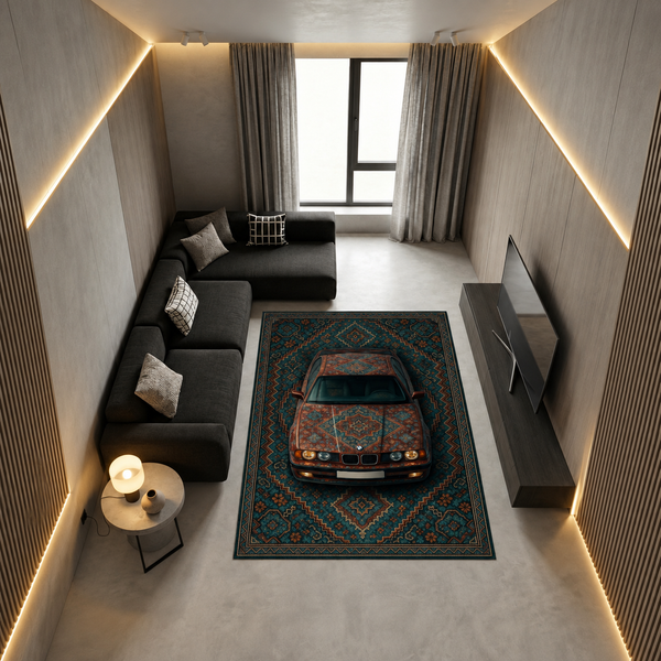 BMW E34 Car Rug – Retro Persian Style Floor Rug | Exclusive Automotive Design