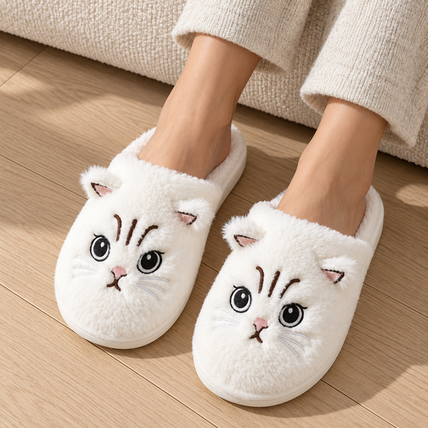 Cozy Cat Plush Slippers