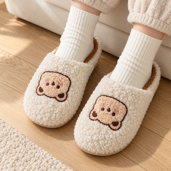 Cozy Bear Plush Slippers
