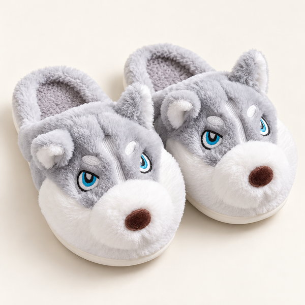 Cozy Husky Plush Slippers