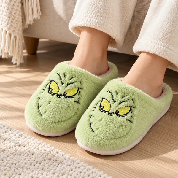 Green Monster Plush Slippers