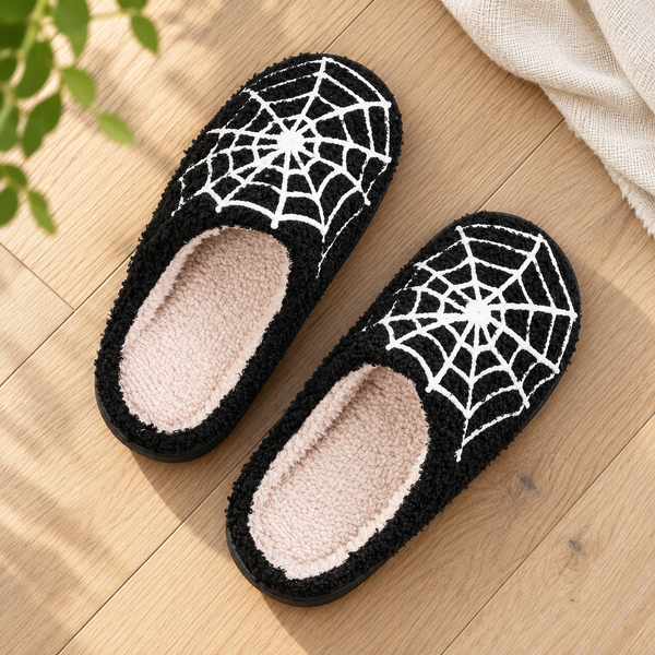 Spiderweb Plush Slippers