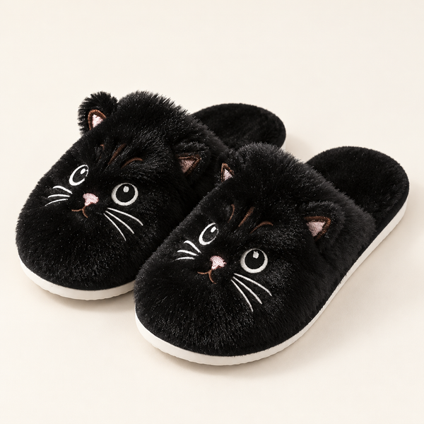 Cozy Cat Plush Slippers