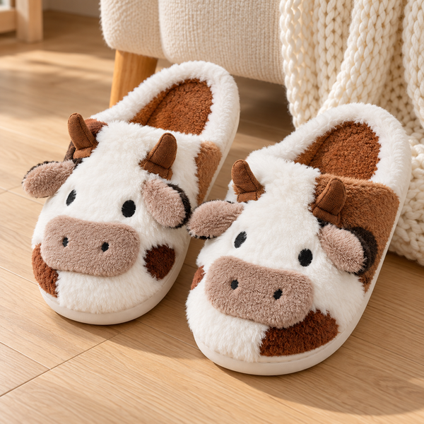 Cozy Cow Plush Slippers