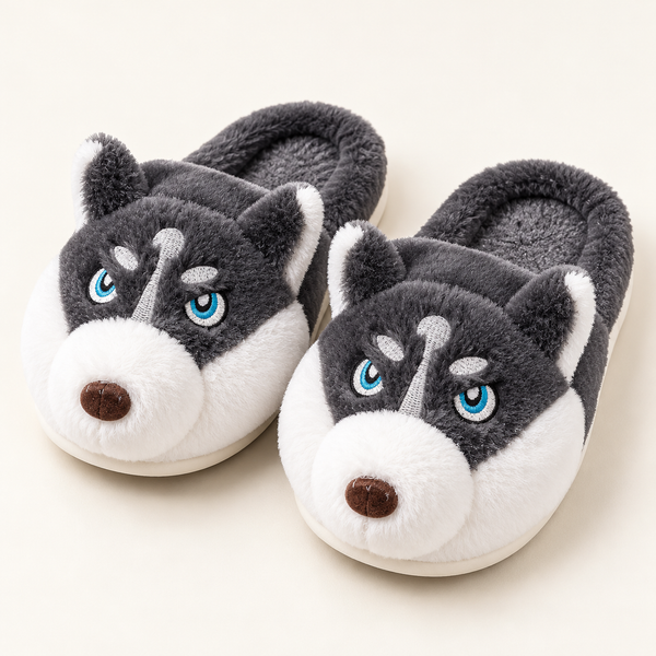 Cozy Husky Plush Slippers