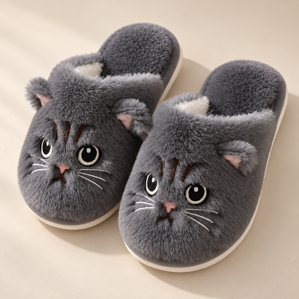 Cozy Cat Plush Slippers