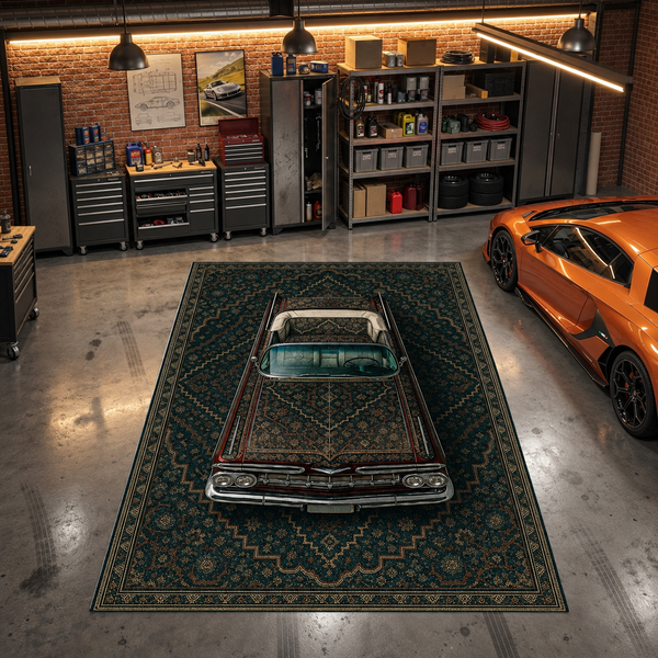 Chevrolet Impala Car Rug – Retro Persian Style Floor Rug | Exclusive Automotive Design