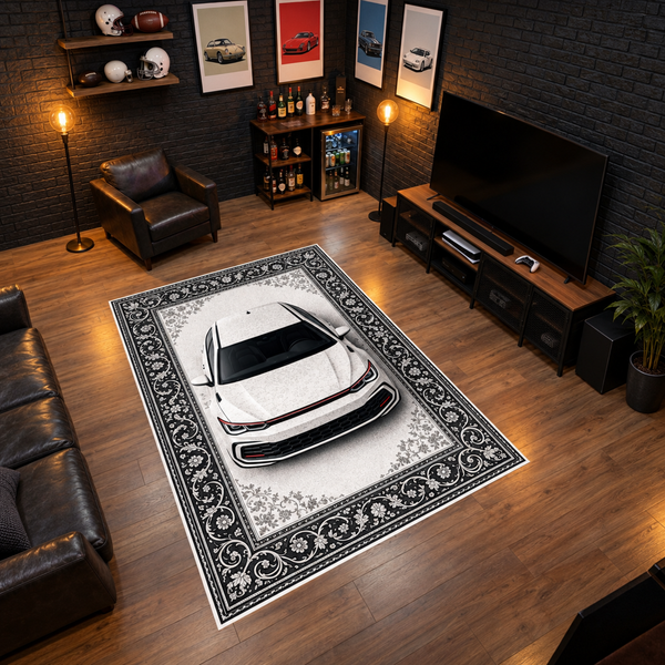 Volkswagen Golf GTI Car Rug – Retro Persian Style Floor Rug | Exclusive Automotive Design