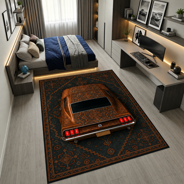 1969 Mustang Car Rug – Retro Persian Style Floor Rug | Exclusive Automotive Design