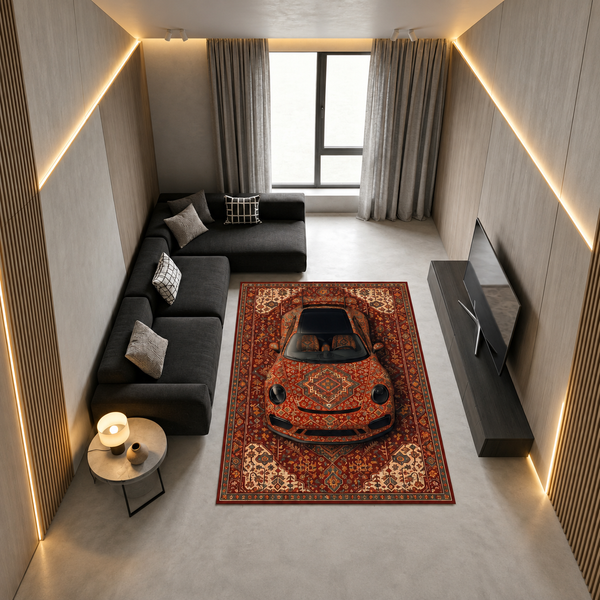 Porsche 911 Car Rug – Retro Persian Style Floor Rug | Exclusive Automotive Design