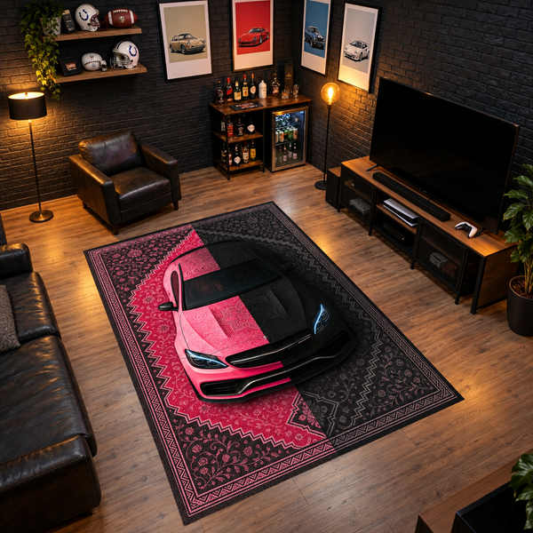 Mercedes C63 S AMG Car Rug – Retro Persian Style Floor Rug | Exclusive Automotive Design