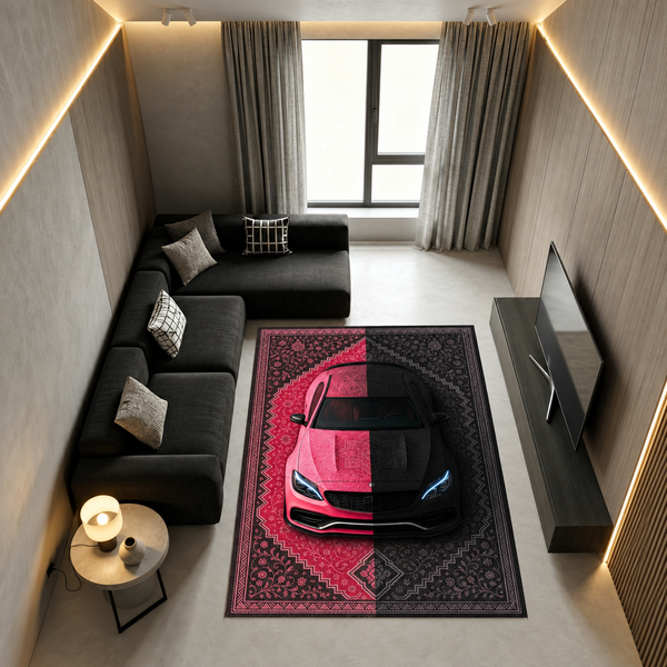 Mercedes C63 S AMG Car Rug – Retro Persian Style Floor Rug | Exclusive Automotive Design