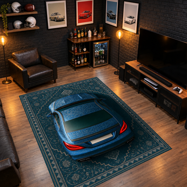Mercedes CLS 63 S AMG Car Rug – Retro Persian Style Floor Rug | Exclusive Automotive Design