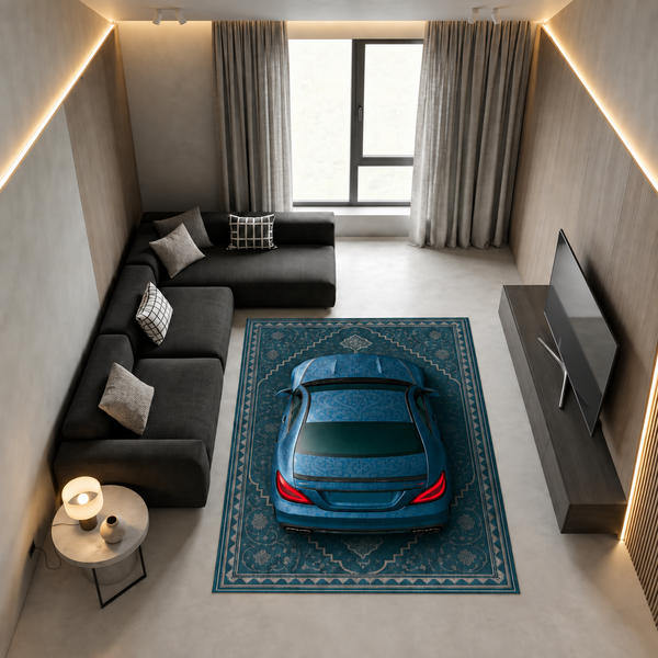 Mercedes CLS 63 S AMG Car Rug – Retro Persian Style Floor Rug | Exclusive Automotive Design