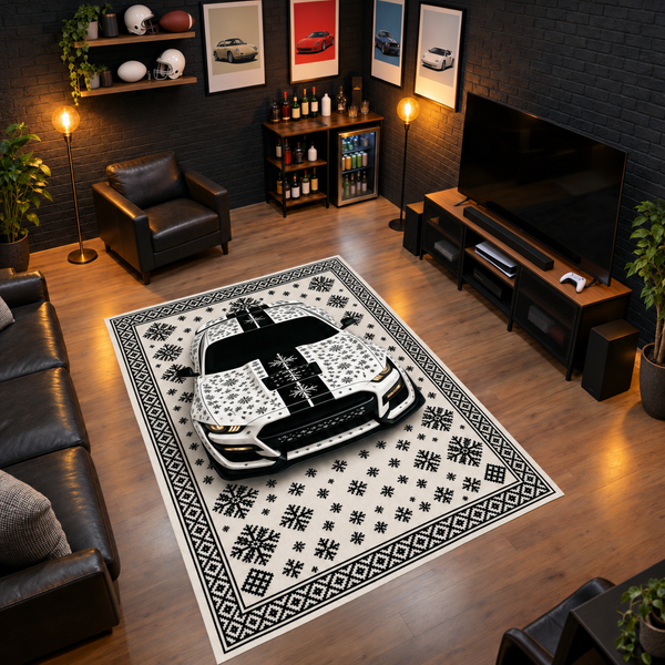 Ford Mustang GT500 Car Rug – Retro Scandinavian design Floor Rug | Exclusive Automotive Design