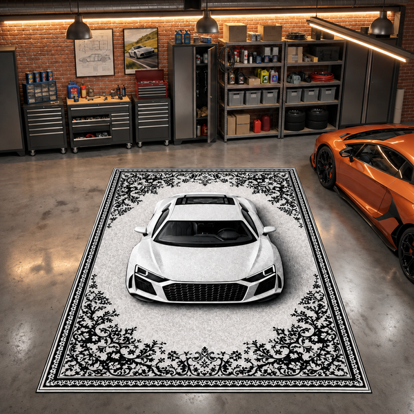 Audi R8 Car Rug – Retro Persian Style Floor Rug | Exclusive Automotive Design