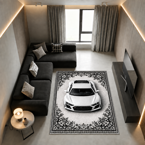 Audi R8 Car Rug – Retro Persian Style Floor Rug | Exclusive Automotive Design