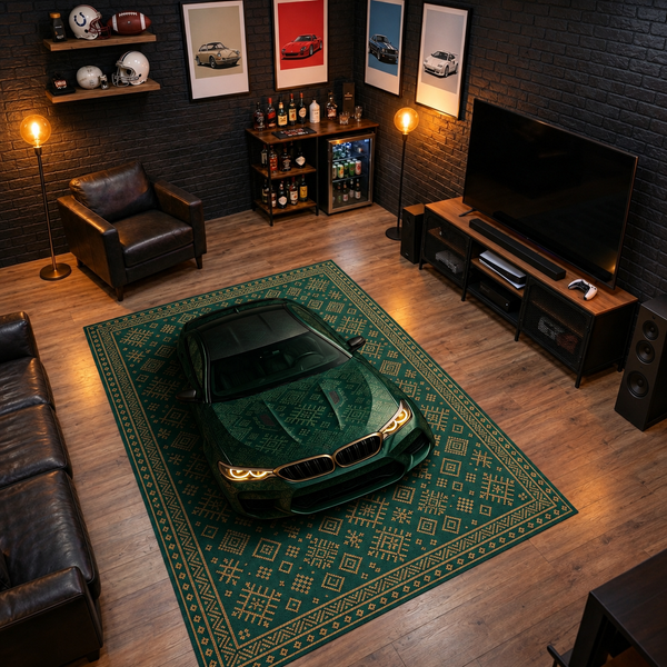 BMW M5 CS Car Rug – Retro Scandinavian design Floor Rug | Exclusive Automotive Design