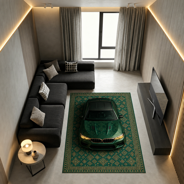 BMW M5 CS Car Rug – Retro Scandinavian design Floor Rug | Exclusive Automotive Design