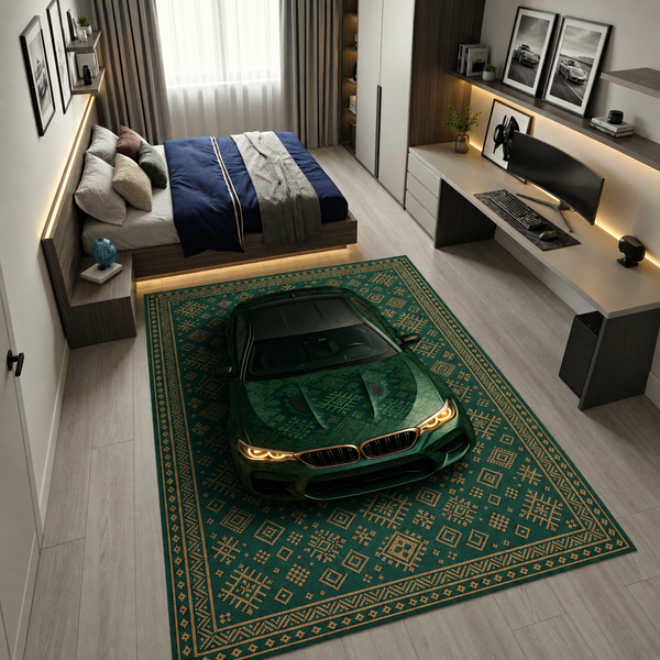BMW M5 CS Car Rug – Retro Scandinavian design Floor Rug | Exclusive Automotive Design