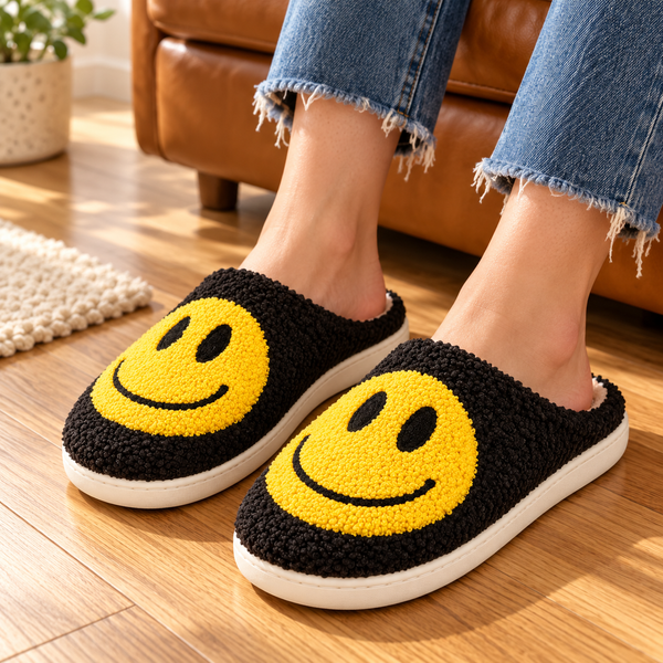 Smiley Plush Slippers