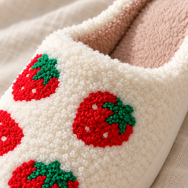 Strawberry Plush Slippers