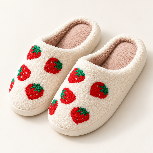 Strawberry Plush Slippers