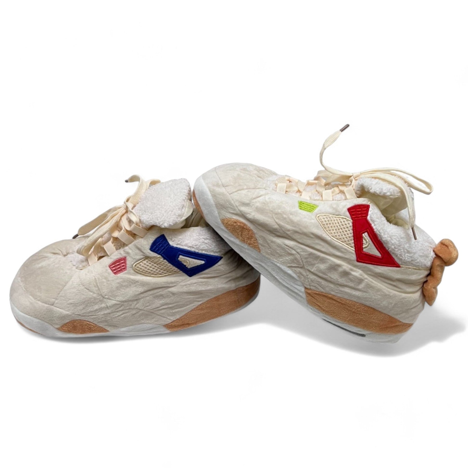 An overhead view of the slippers showcasing their plush foam interior, highlighting the ultimate comfort they provide. The slippers are styled with a neutral background to enhance their elegance.