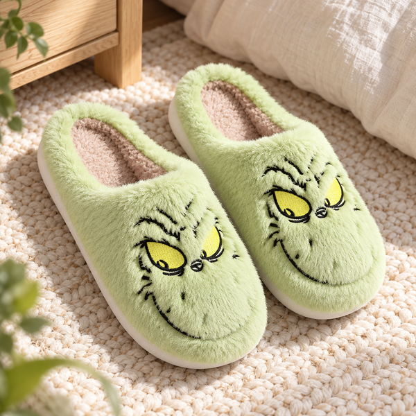 Green Monster Plush Slippers
