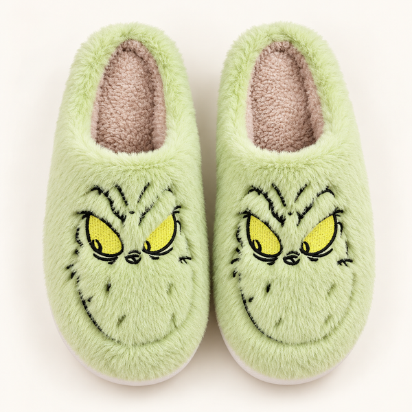 Green Monster Plush Slippers