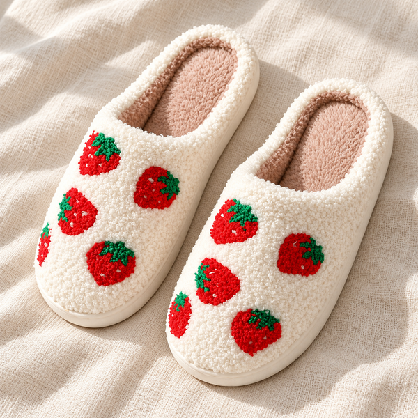 Strawberry Plush Slippers