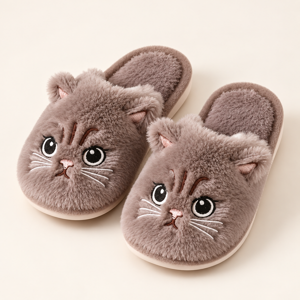 Cozy Cat Plush Slippers